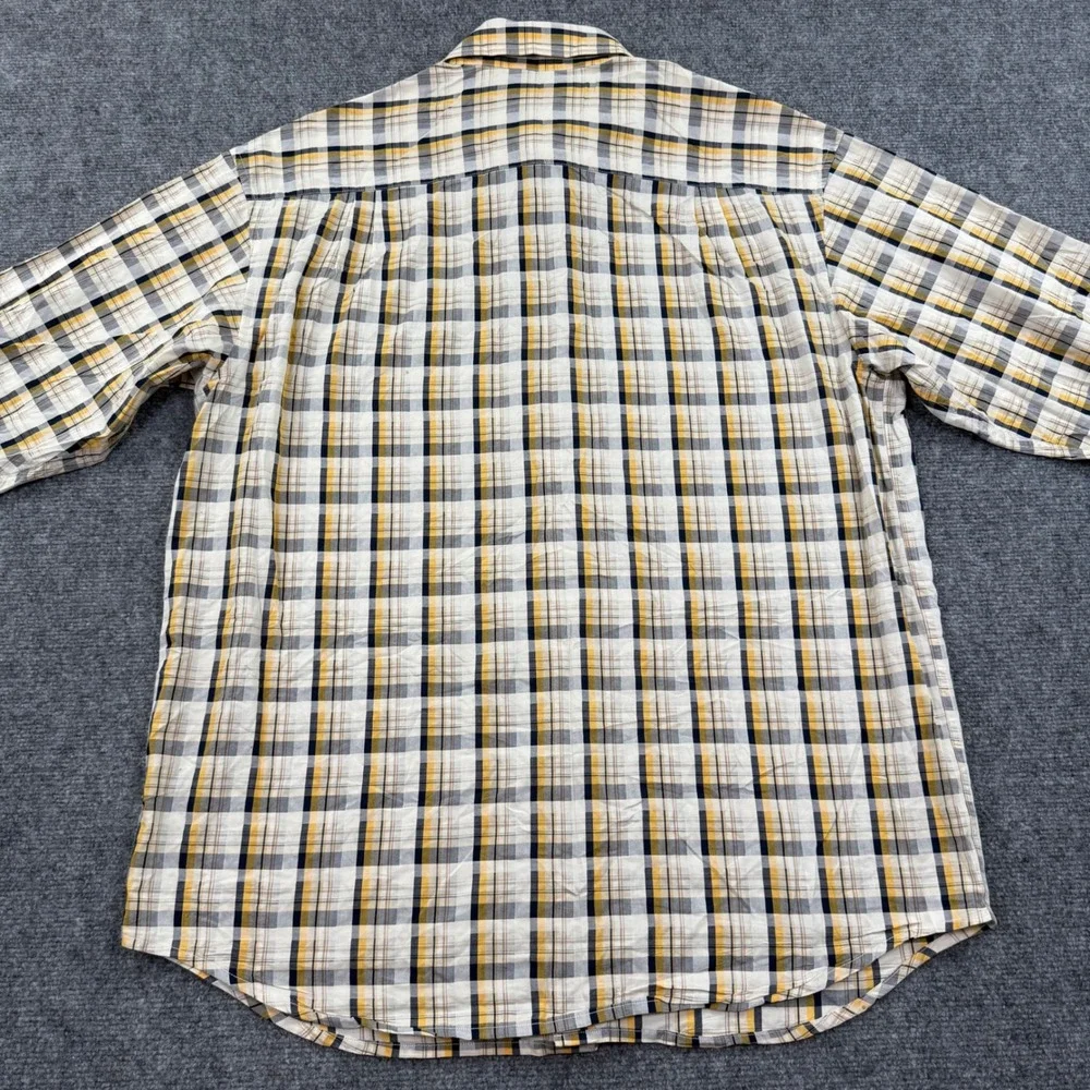 Sean John Button Down Shirt XXL Yellow Plaid Embroidered Logo Mens